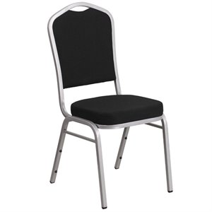 bowery hill fabric banquet stack chair in silver and black