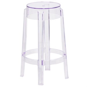 Bowery Hill 25.75&quot Mid Century Plastic Counter Stool in Crystal Clear