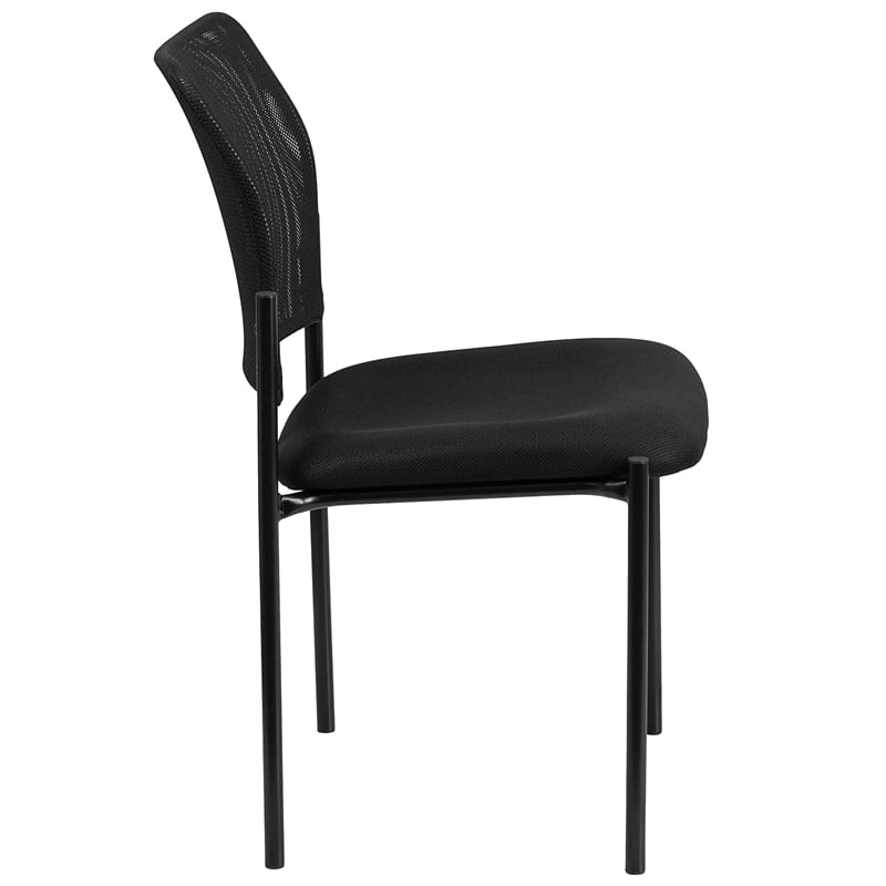 Bowery Hill Mesh Stacking Side Chair in Black