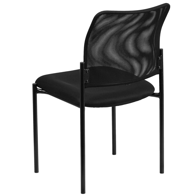 Bowery Hill Mesh Stacking Side Chair in Black