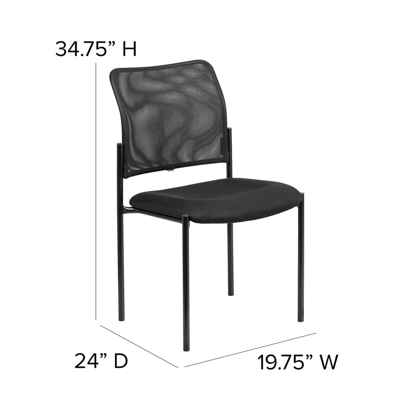Bowery Hill Mesh Stacking Side Chair in Black