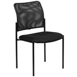 bowery hill mesh stacking side chair in black