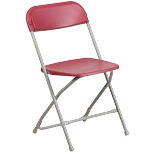 bowery hill plastic folding chair in red