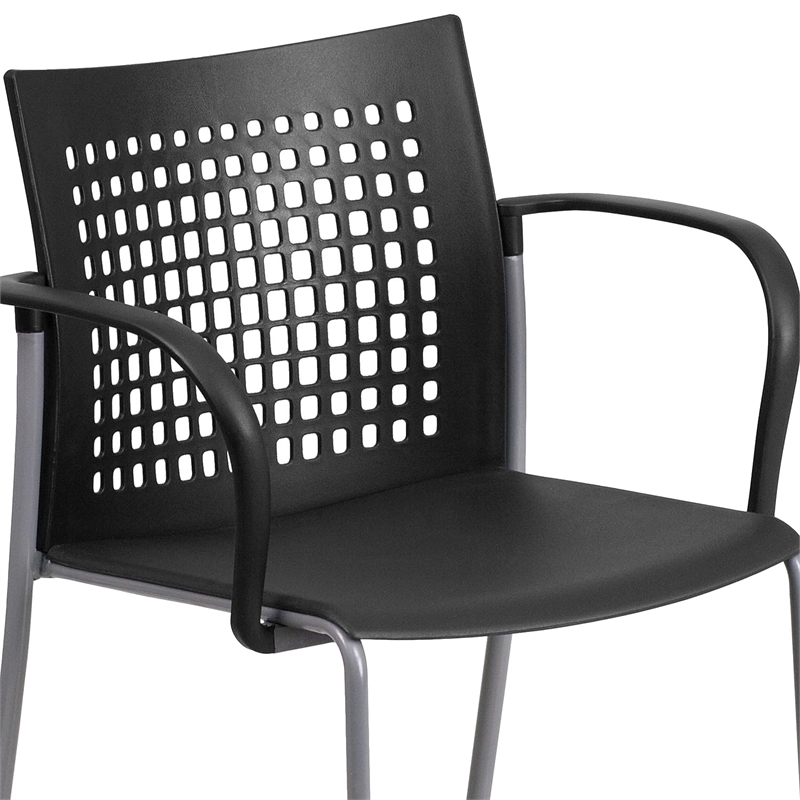 Bowery Hill Plastic Stacking Chair in Black
