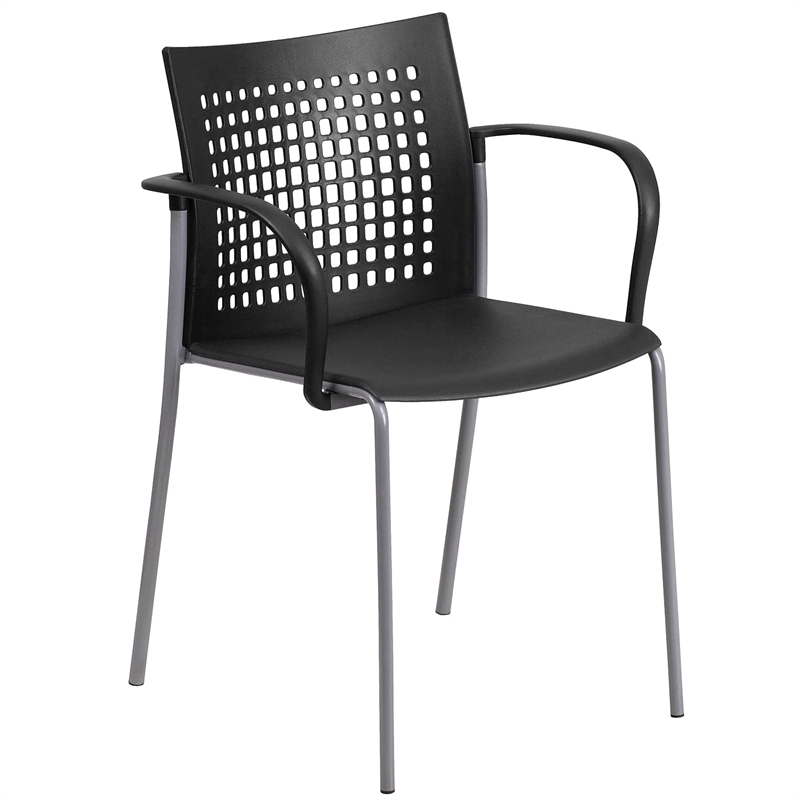 Bowery Hill Plastic Stacking Chair in Black