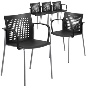 Bowery Hill Plastic Stacking Chair in Black