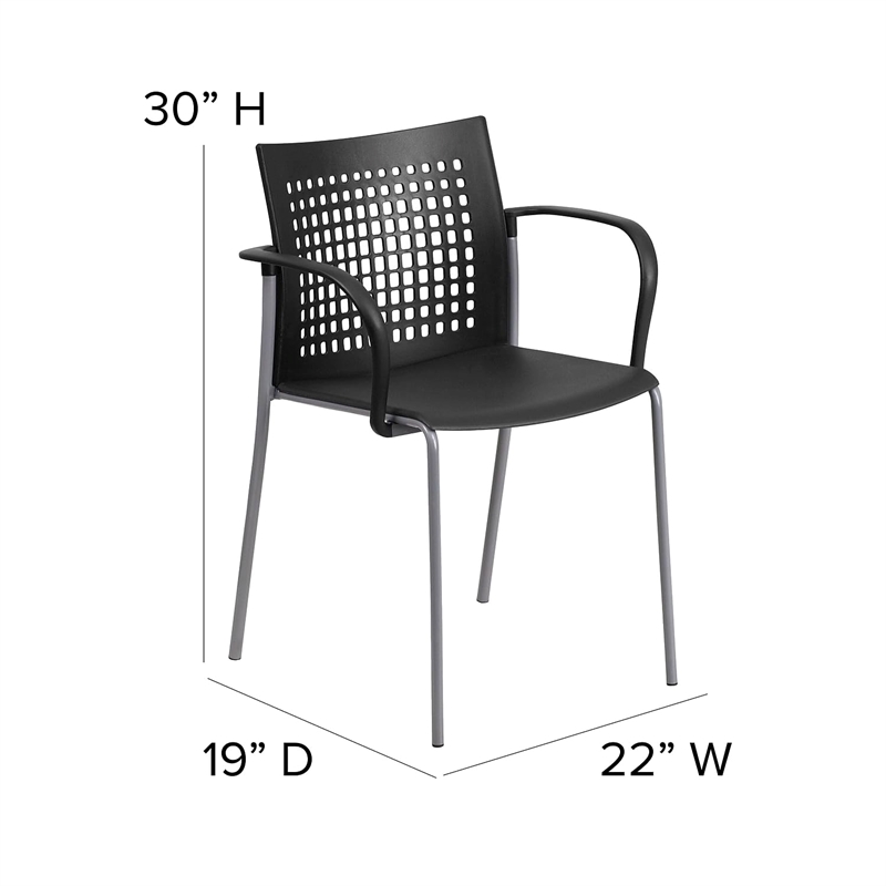 Bowery Hill Plastic Stacking Chair in Black