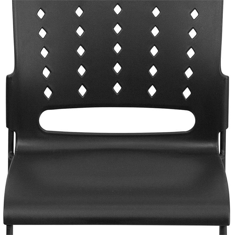 Bowery Hill Metal/Plastic Ergonomically Stacking Chair in Black
