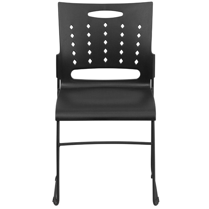 Bowery Hill Metal/Plastic Ergonomically Stacking Chair in Black