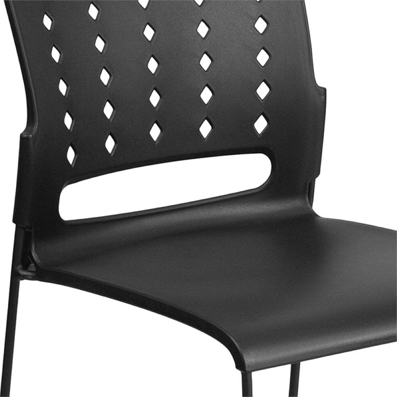 Bowery Hill Metal/Plastic Ergonomically Stacking Chair in Black