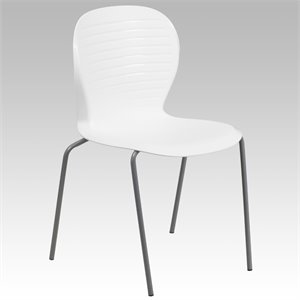 bowery hill plastic stacking chair in white