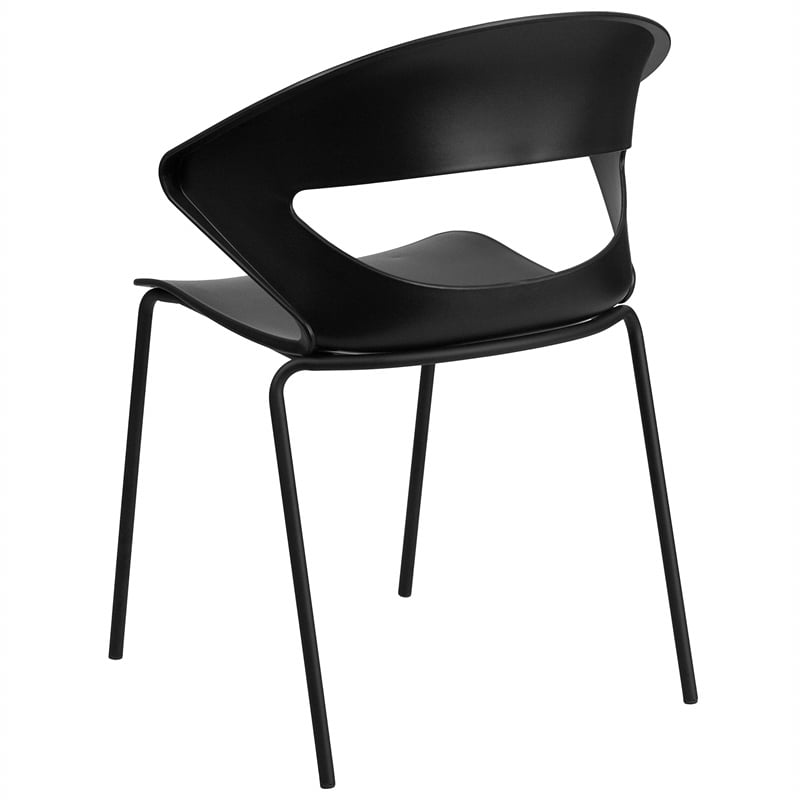 Bowery Hill Plastic Stacking Chair in Black