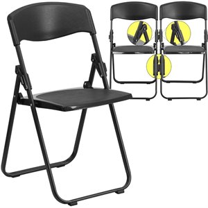 bowery hill plastic folding chair in black