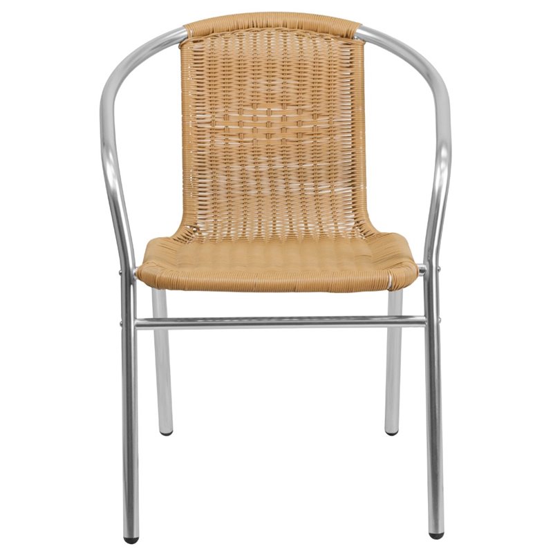 Bowery Hill Aluminum And Rattan Stacking Patio Chair In Beige Bh