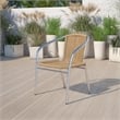 Bowery Hill Aluminum and Rattan Stacking Patio Chair in Beige