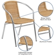 Bowery Hill Aluminum and Rattan Stacking Patio Chair in Beige