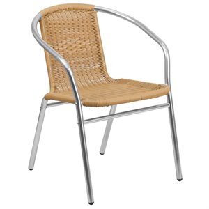 bowery hill aluminum and rattan stacking patio chair in beige