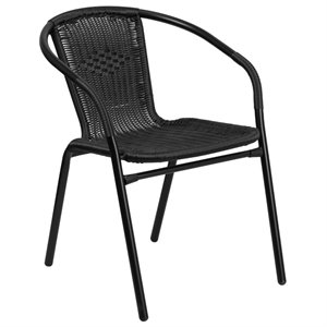 bowery hill rattan stacking patio chair in black