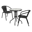 Bowery Hill 3 Piece Rattan/Metal Round Patio Bistro Set in Black