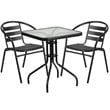 Bowery Hill 3 Piece Square Patio Bistro Set in Black