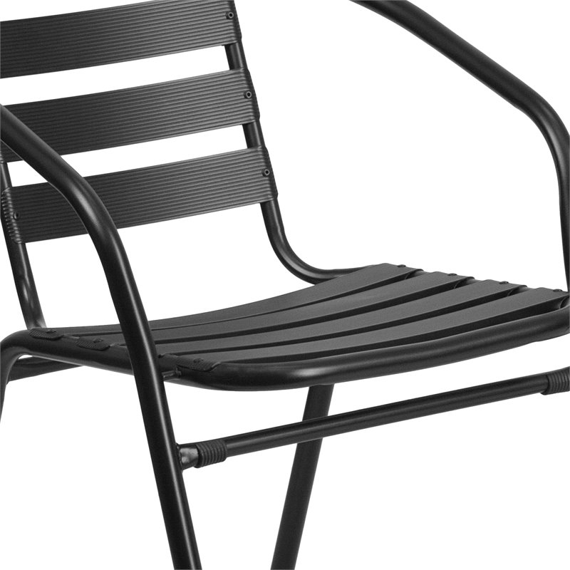 Bowery Hill 5 Piece Metal/Glass Square Patio Dining Set in Black