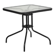 Bowery Hill Rattan/Glass Square Patio Dining Table in Black/Clear
