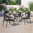 Bowery Hill Rattan/Glass Square Patio Dining Table in Black/Clear