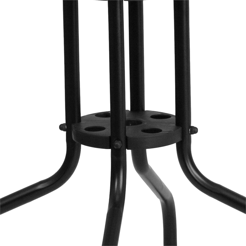 Bowery Hill Rattan/Glass Square Patio Dining Table in Black/Clear