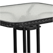 Bowery Hill Rattan/Glass Square Patio Dining Table in Black/Clear