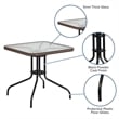 Bowery Hill Rattan/Glass Square Patio Dining Table in Black/Brown