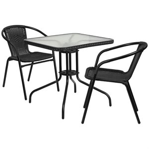 bowery hill 2 piece square patio dining set in black