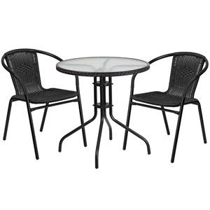 bowery hill 2 piece round patio dining set in black