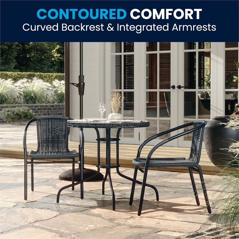 Bowery Hill 2 Piece Round Patio Dining Set in Black and Gray