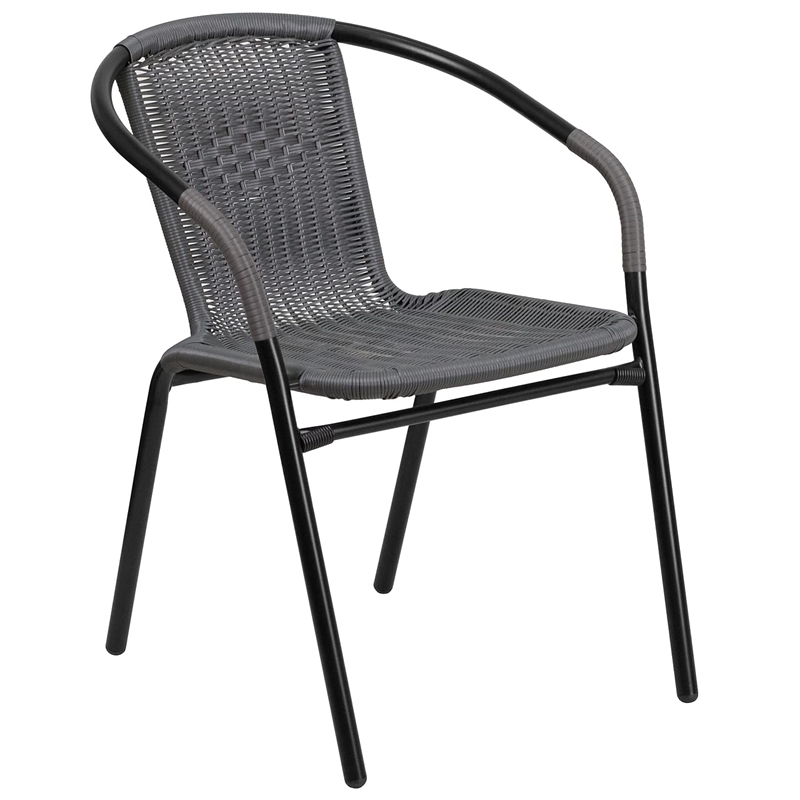 Bowery Hill 2 Piece Round Patio Dining Set in Black and Gray