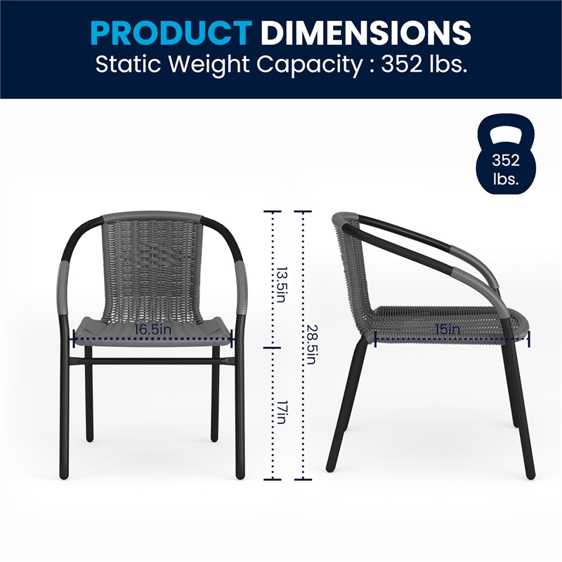 Bowery Hill 2 Piece Round Patio Dining Set in Black and Gray