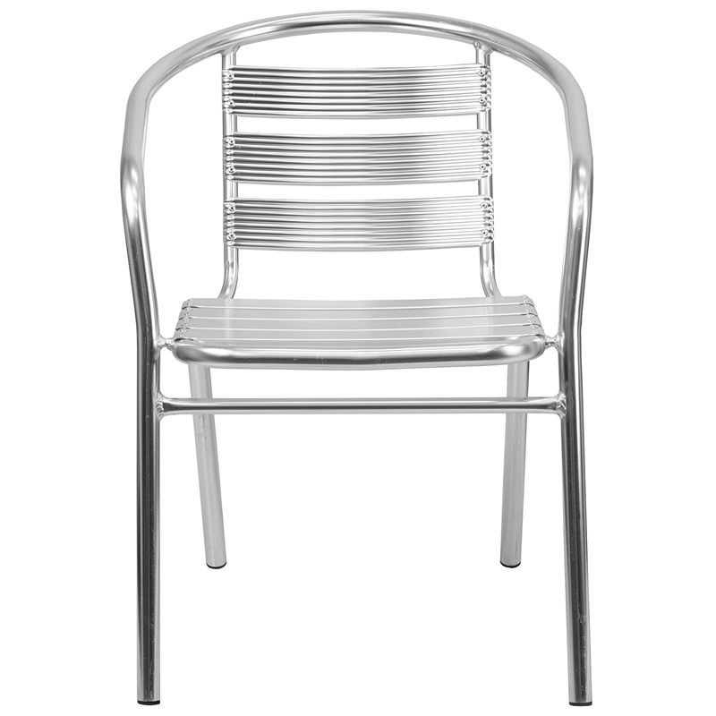 Bowery Hill Metal Stacking Patio Chair in Silver