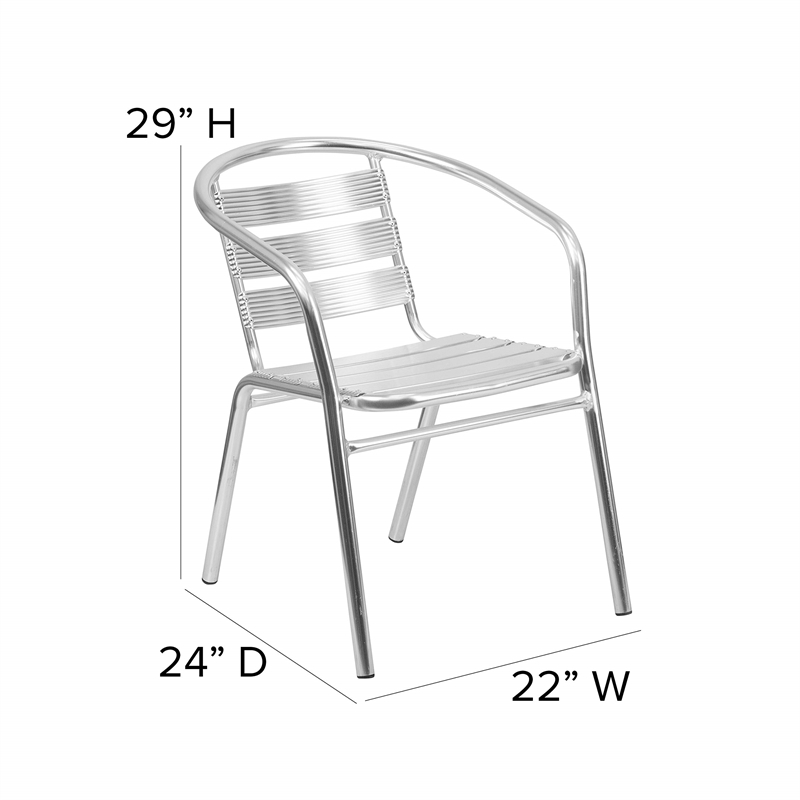 Bowery Hill Metal Stacking Patio Chair in Silver