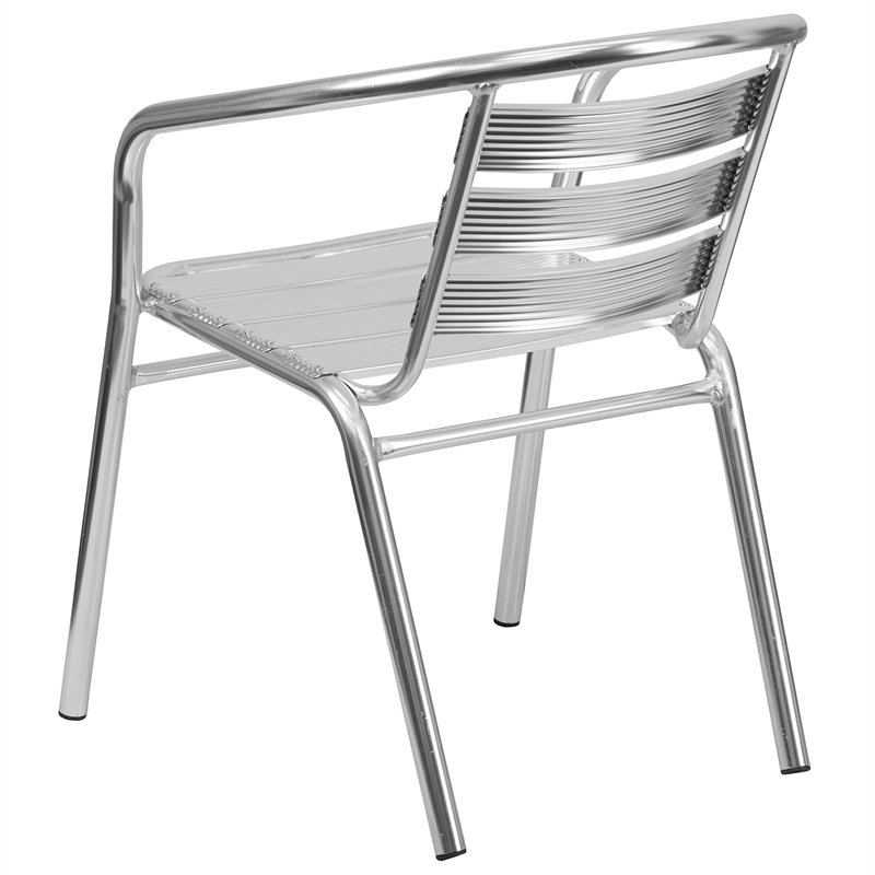 Bowery Hill Metal Stacking Patio Chair in Silver