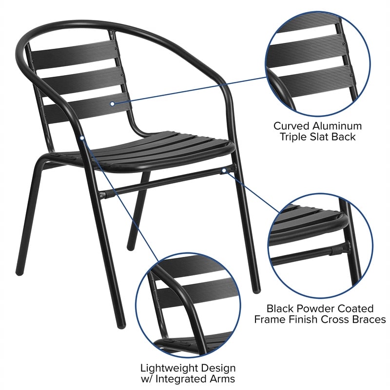 Bowery Hill 3 Piece Stainless Steel Round Patio Bistro Set in Aluminum Silver