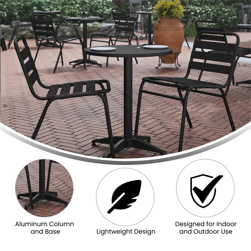 Bowery Hill 3 Piece Stainless Steel Round Patio Bistro Set in Aluminum Silver