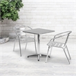 Bowery Hill 3 Piece Stainless Steel Square Patio Bistro Set in Aluminum Silver