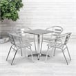 Bowery Hill 5 Piece Stainless Steel Square Patio Bistro Set in Aluminum Silver