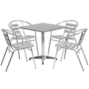 bowery hill 5 piece square patio dining set in aluminum
