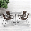 Bowery Hill 5 Piece Square Patio Dining Set in Aluminum and Brown