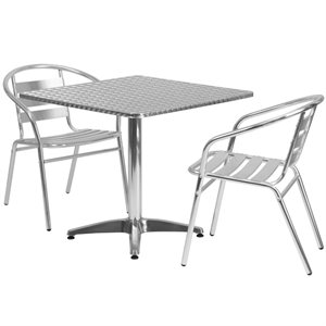 bowery hill 3 piece square patio dining set in aluminum