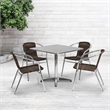 Bowery Hill 5 Piece Square Patio Dining Set in Aluminum and Brown