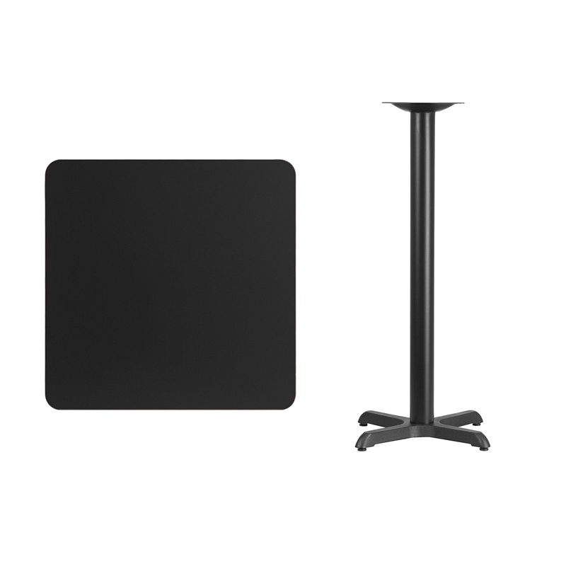 Bowery Hill Cast Iron/PVC Square Restaurant Bar Table in Black