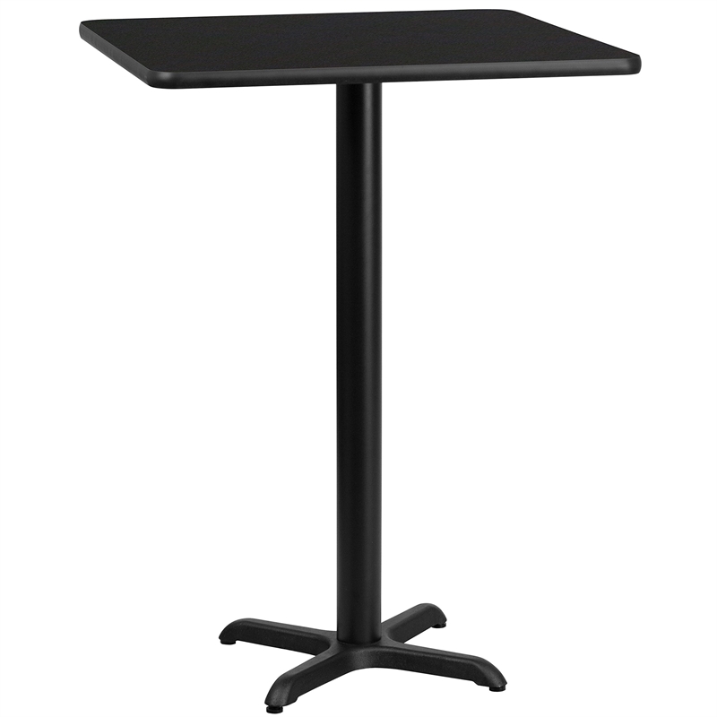 Bowery Hill Cast Iron/PVC Square Restaurant Bar Table in Black