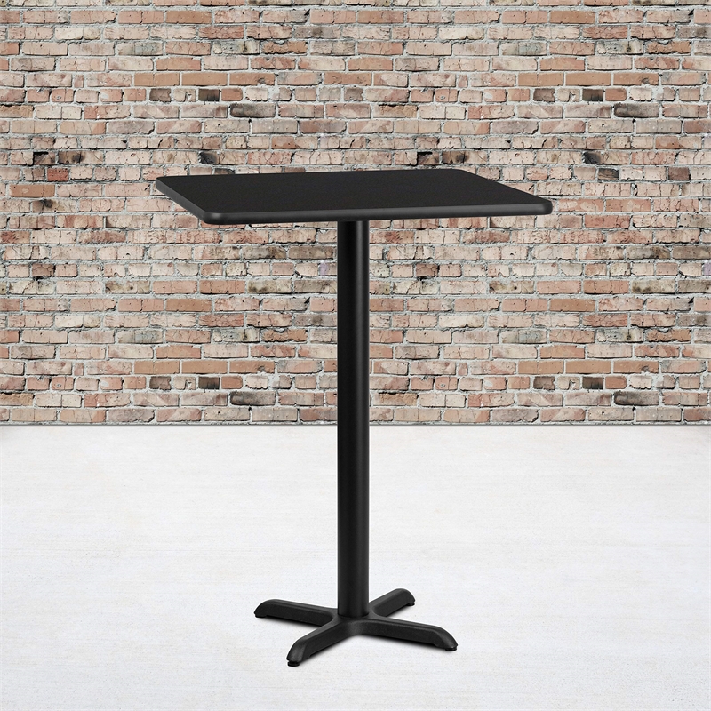 Bowery Hill Cast Iron/PVC Square Restaurant Bar Table in Black