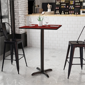Bowery Hill 30&quot Square Restarant Bar Table in Black and Mahogany